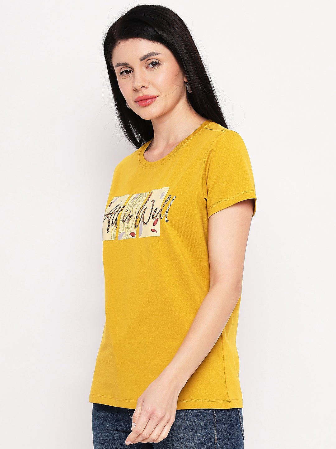 Neva Women T-shirt Half sleeves Round Neck Typography pattern Regular Fit