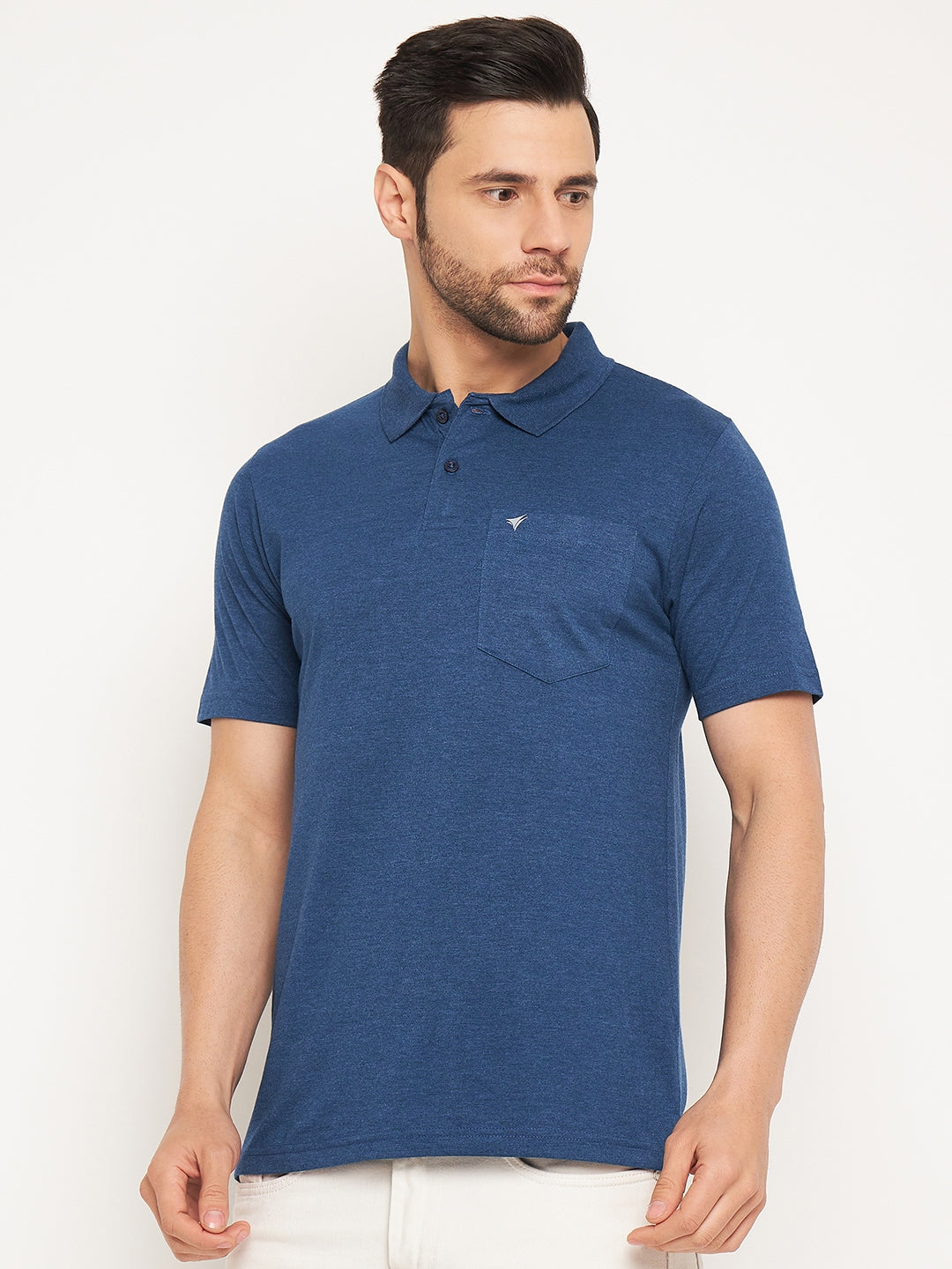 Neva Men Polo Neck Half Sleeves T-shirt Solid Pattern Chest Pocket