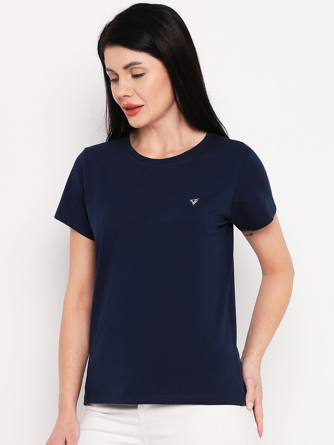 Neva Women T-shirt Half sleeves Round Neck Solid pattern Regular Fit