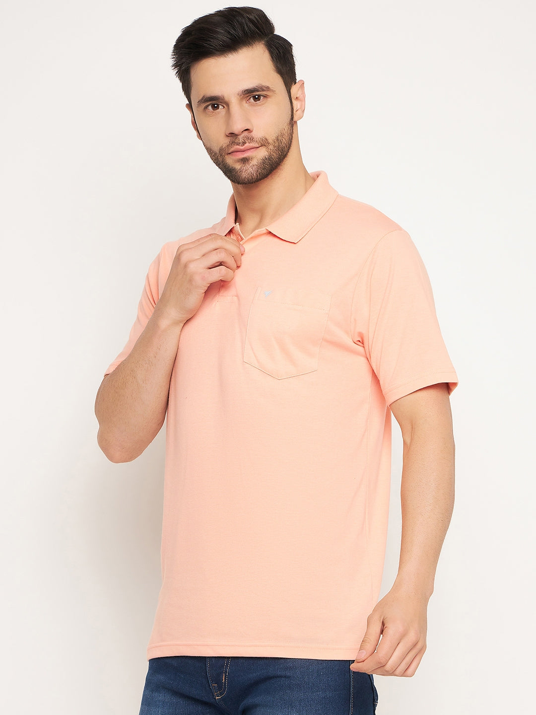 Neva Men Polo Neck Half Sleeves T-shirt Solid Pattern Chest Pocket