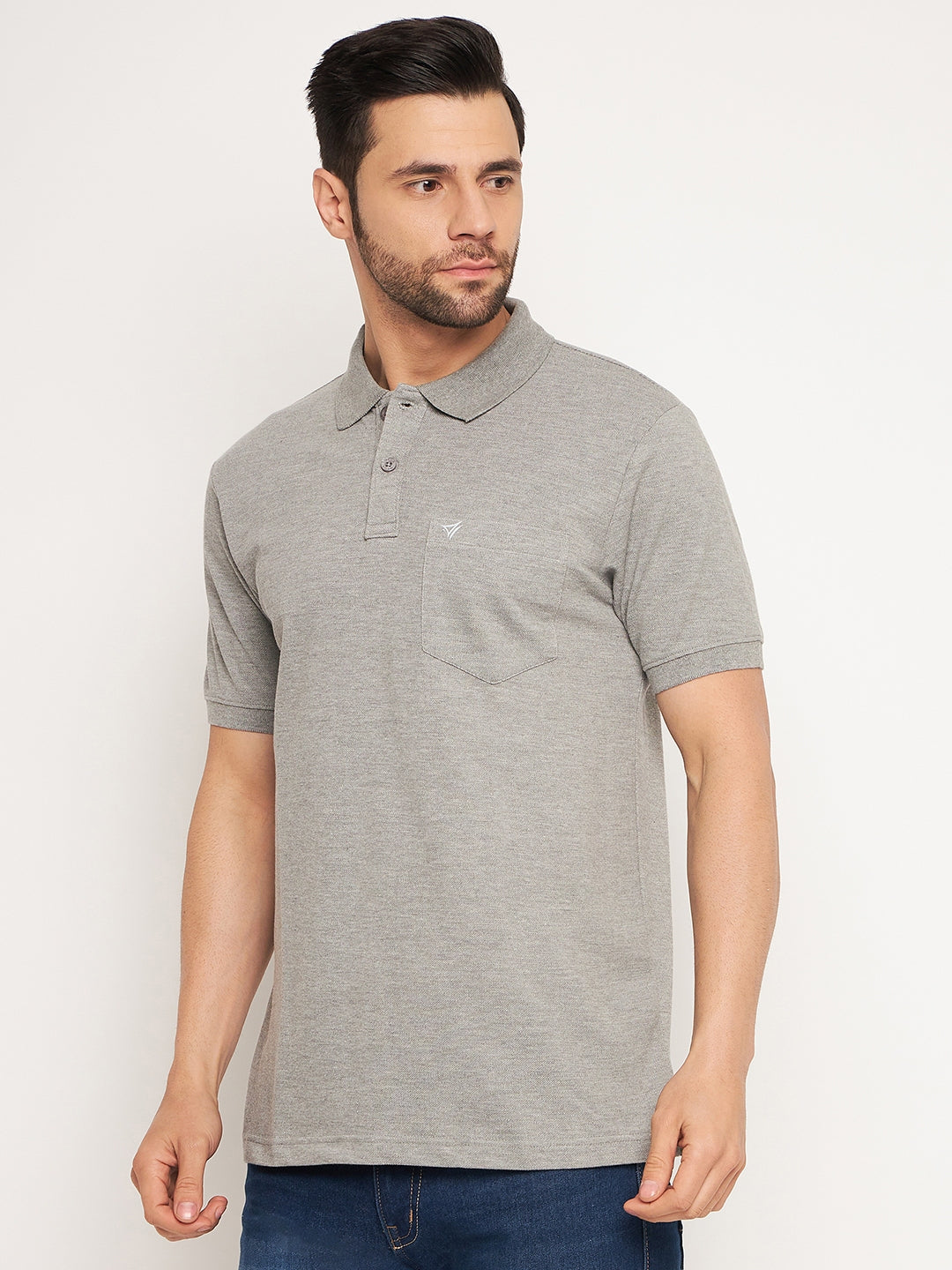 Neva Men Polo Neck Half Sleeves T-shirt Solid Pattern Chest Pocket