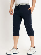 Neva Men Capri Elasticated drawstring waistband side pockets solid pattern