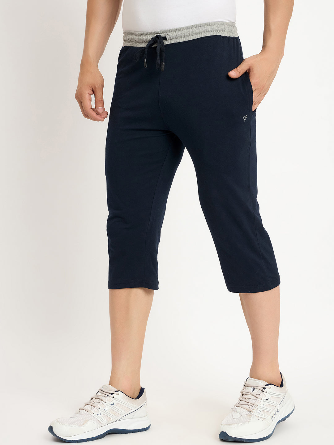 Neva Men Capri Elasticated drawstring waistband side pockets solid pattern