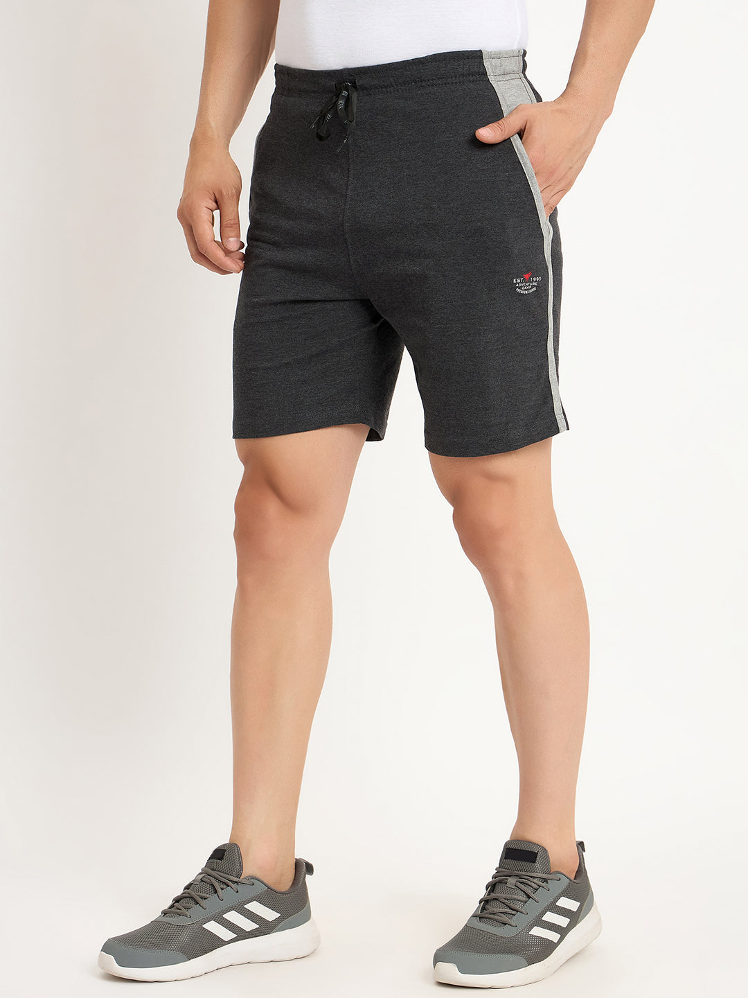 Neva Men Bermuda Elasticated drawstring waistband side pockets solid pattern