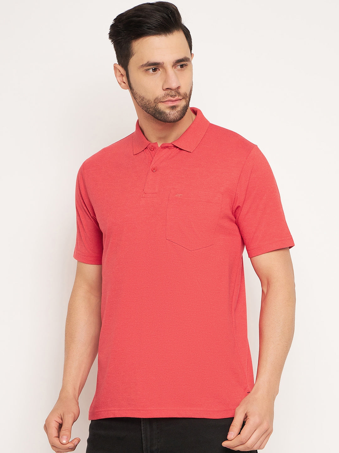 Neva Men Polo Neck Half Sleeves T-shirt Solid pattern Chest Pocket