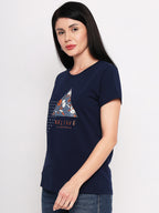 Neva Women T-shirt Half sleeves Round Neck Typography pattern Regular Fit