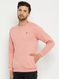 LIVFREE MEN'S SOLID ROUND NECK  SWEATSHIRT WITH LOGO