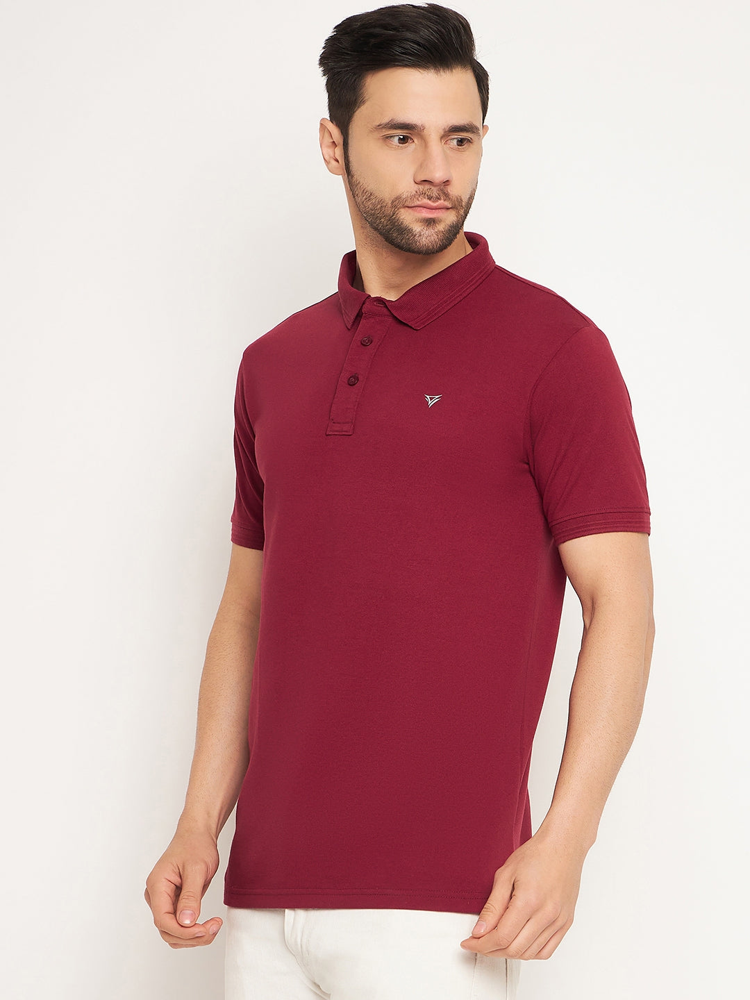 Neva Men Polo Neck Half Sleeves T-shirt Solid Pattern