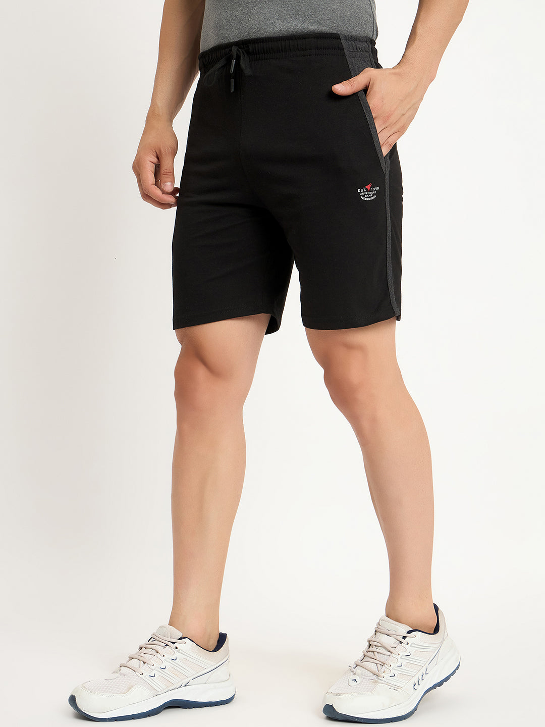 Neva Men Bermuda Elasticated drawstring waistband side pockets solid pattern