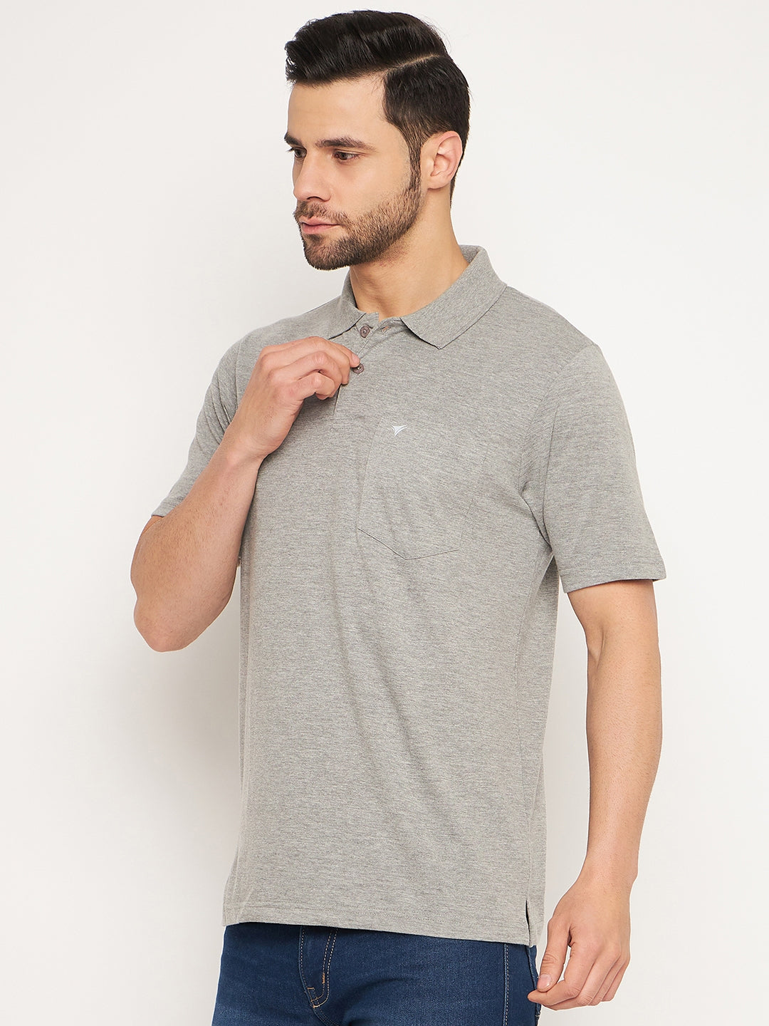 Neva Men Polo Neck Half Sleeves T-shirt Solid Pattern Chest Pocket