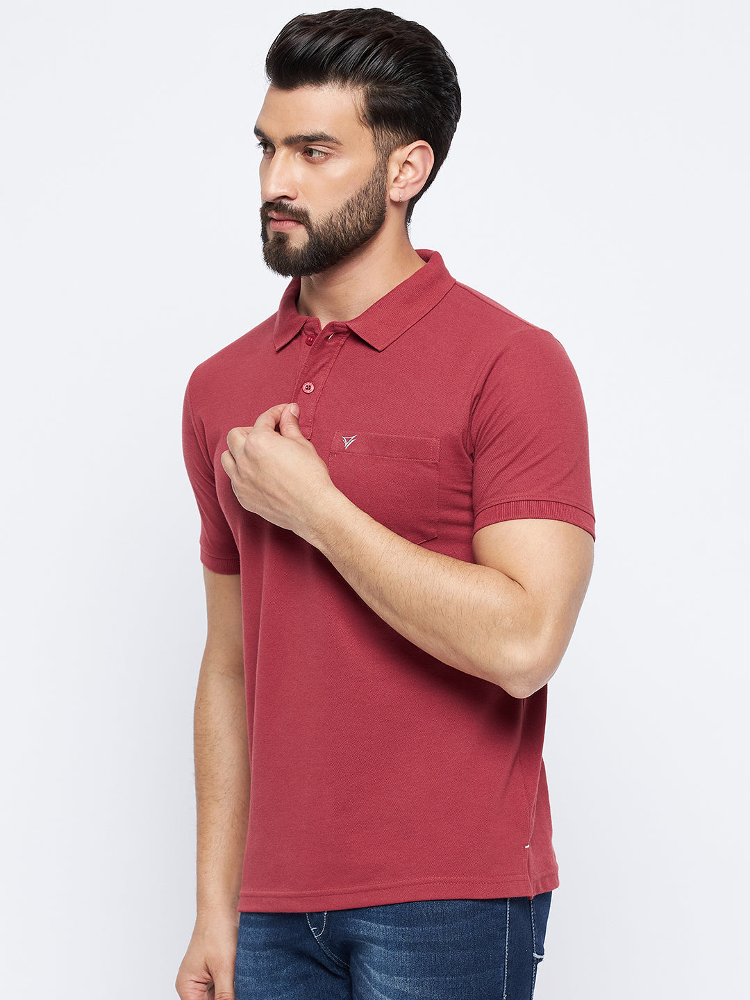 Neva Men Polo Neck Half Sleeves T-shirt Solid Pattern Chest Pocket