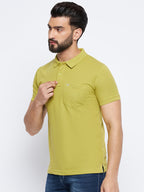 Neva Men Polo Neck Half Sleeves T-shirt Solid Pattern Chest Pocket
