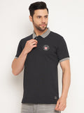Neva Men Polo Neck Half Sleeves T-shirt Dotted pattern Chest Logo