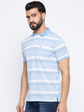 Neva Men Polo Neck Half Sleeves T-shirt Striped colorblock Pattern Chest Pocket