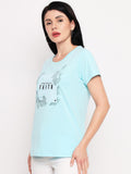 Neva Women T-shirt Half sleeves Round Neck Typography pattern Regular Fit
