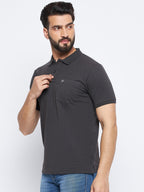 Neva Men Polo Neck Half Sleeves T-shirt Solid Pattern Chest Pocket