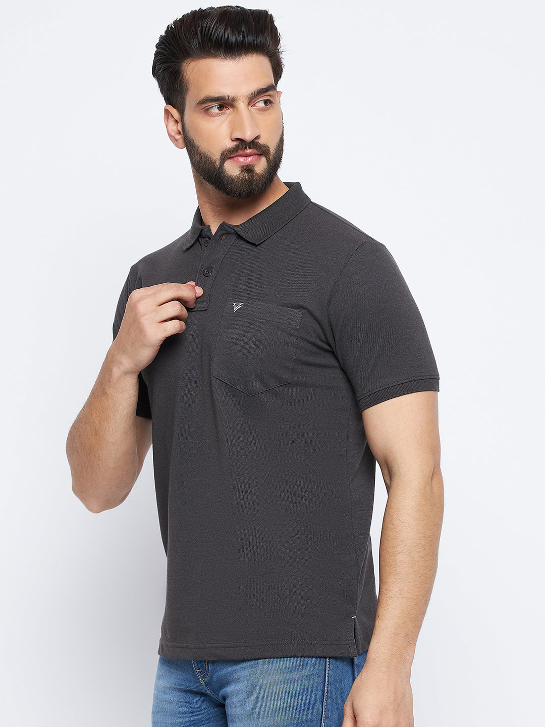 Neva Men Polo Neck Half Sleeves T-shirt Solid Pattern Chest Pocket