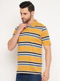 Neva Men Polo Neck Half Sleeves T-shirt Striped pattern Chest pocket