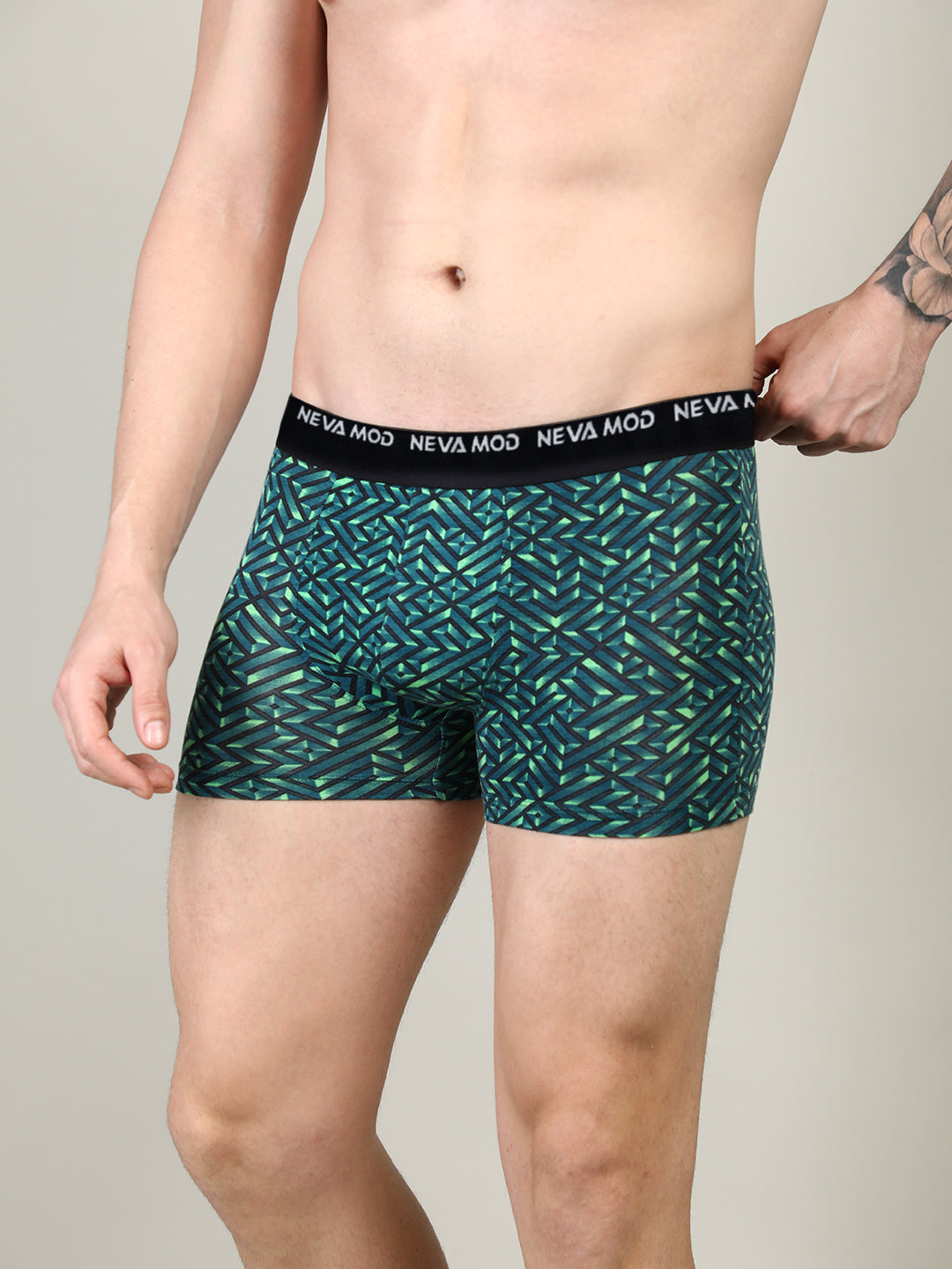 Neva Modal Printed Short Trunk for Men - Sea Green, Sky, Bottle Green Collection (Pack of 3)