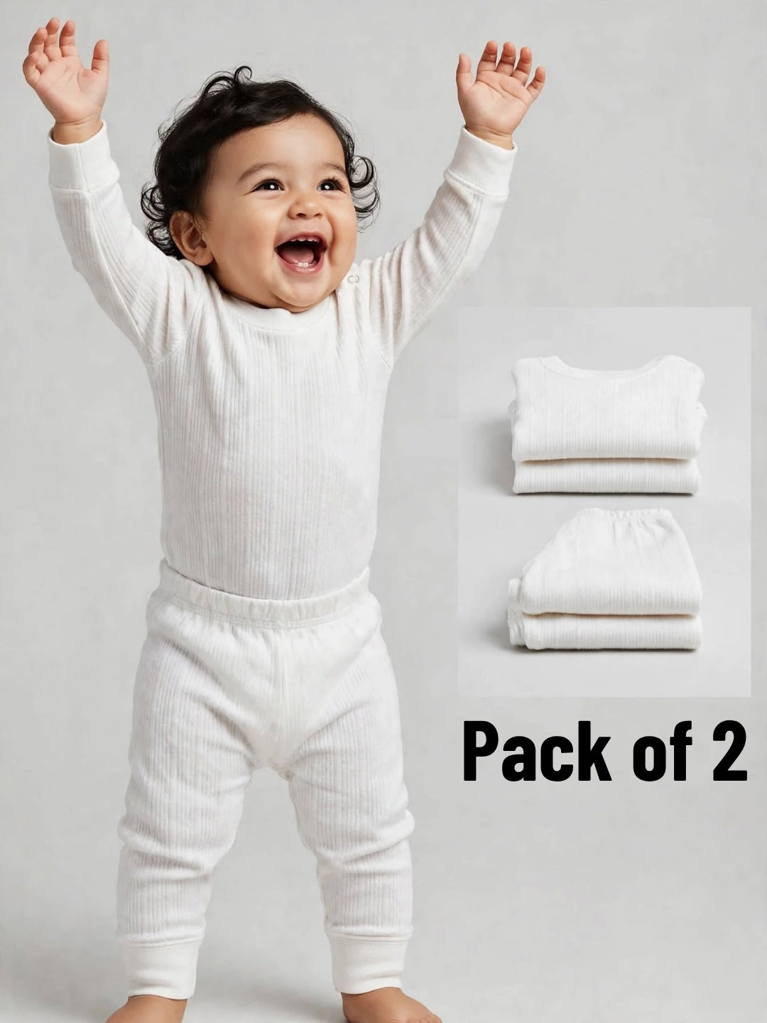 Neva Thermal Sets For Kids (Esancia)- Off White - 2 Pair Pack