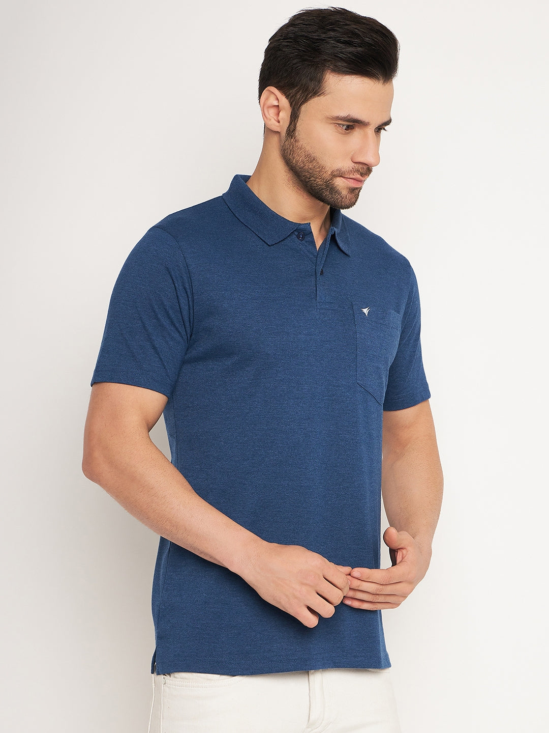 Neva Men Polo Neck Half Sleeves T-shirt Solid Pattern Chest Pocket