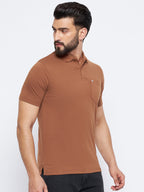 Neva Men Polo Neck Half Sleeves T-shirt Solid Pattern Chest Pocket