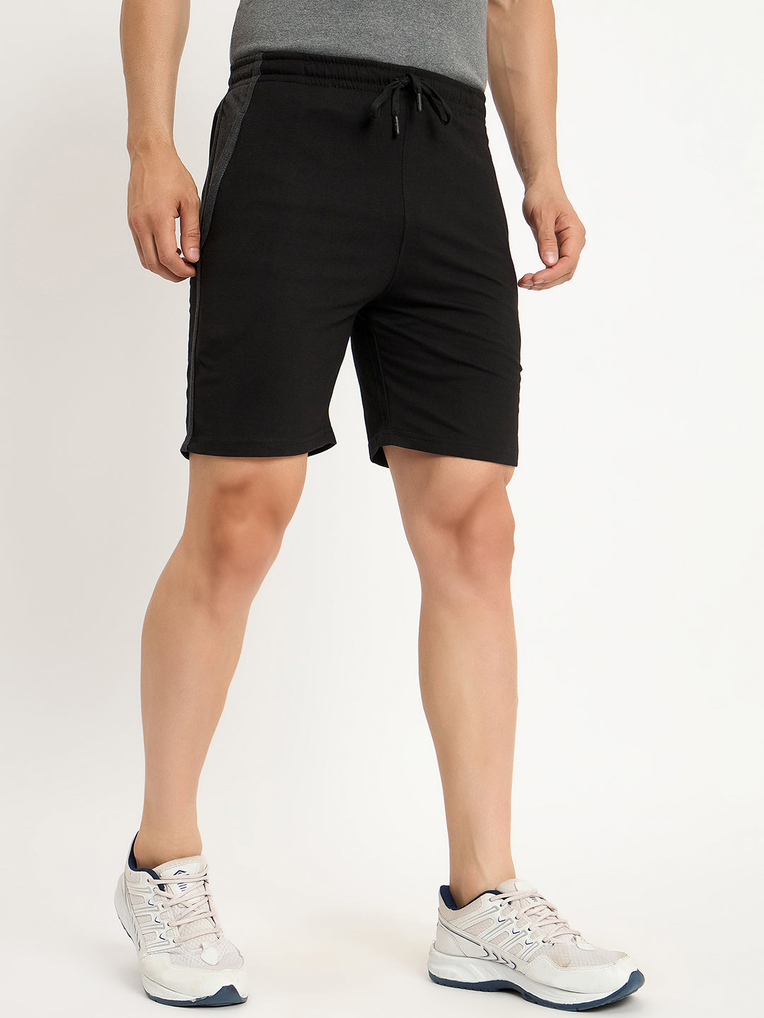 Neva Men Bermuda Elasticated drawstring waistband side pockets solid pattern