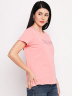 Neva Women T-shirt Half sleeves Round Neck Typography pattern Regular Fit