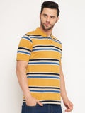 Neva Men Polo Neck Half Sleeves T-shirt Striped pattern Chest pocket