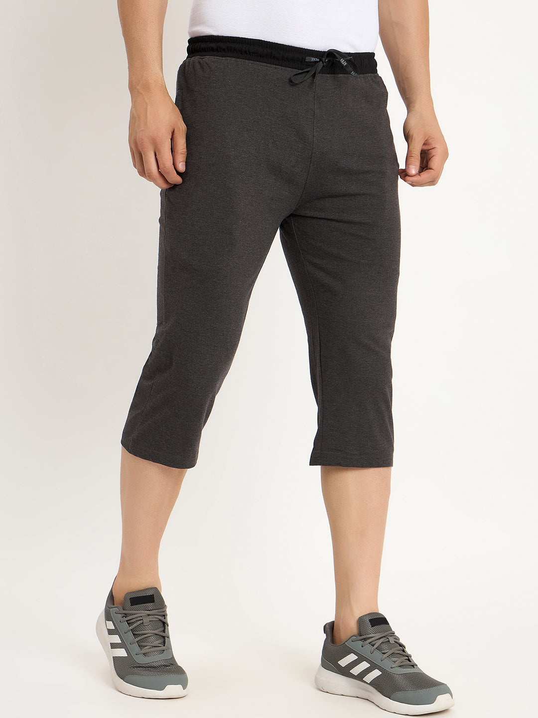 Neva Men Capri Elasticated drawstring waistband side pockets solid pattern