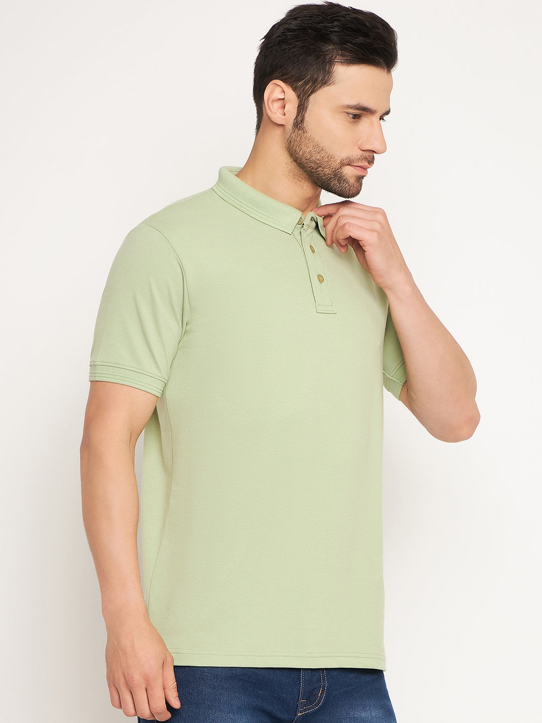 Neva Men Polo Neck Half Sleeves T-shirt Solid Pattern