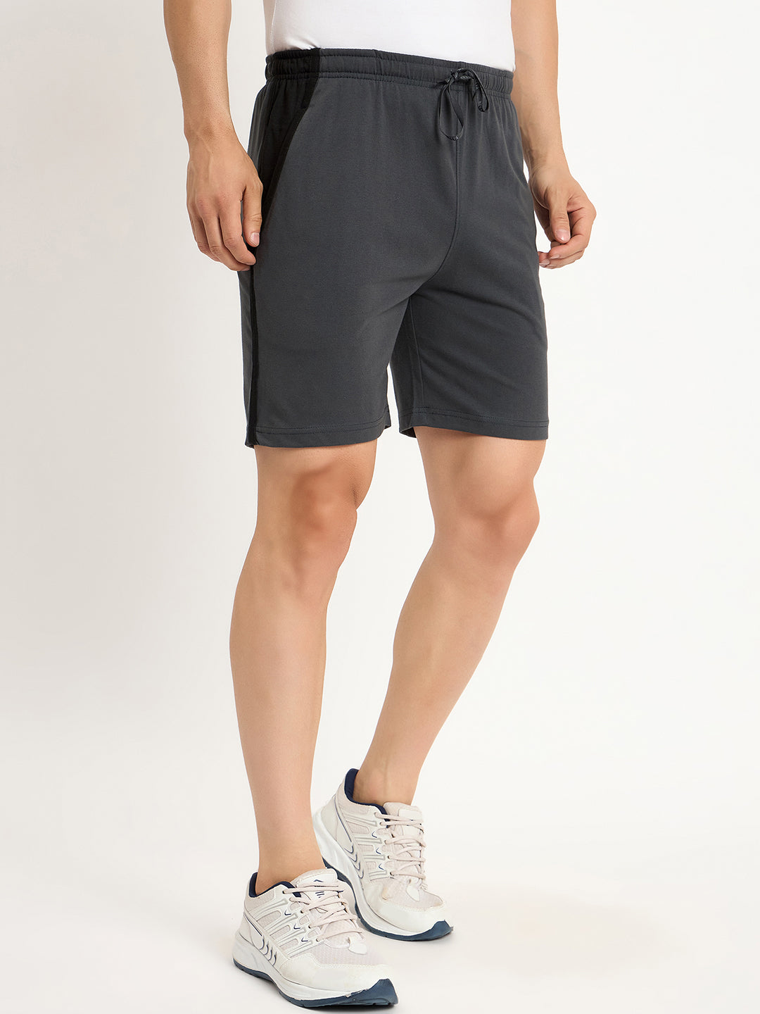 Neva Men Bermuda Elasticated drawstring waistband side pockets solid pattern