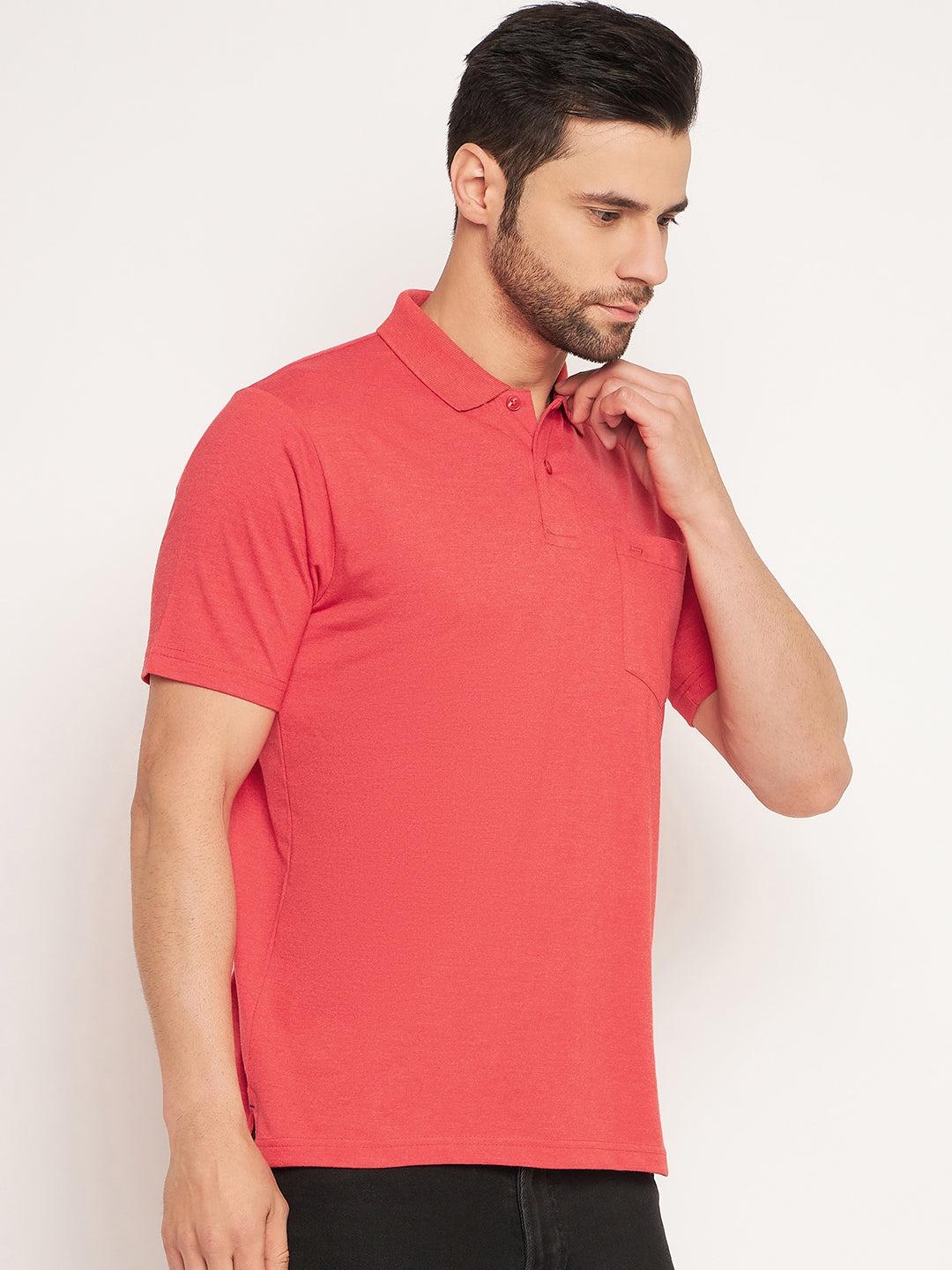 Neva Men Polo Neck Half Sleeves T-shirt Solid pattern Chest Pocket