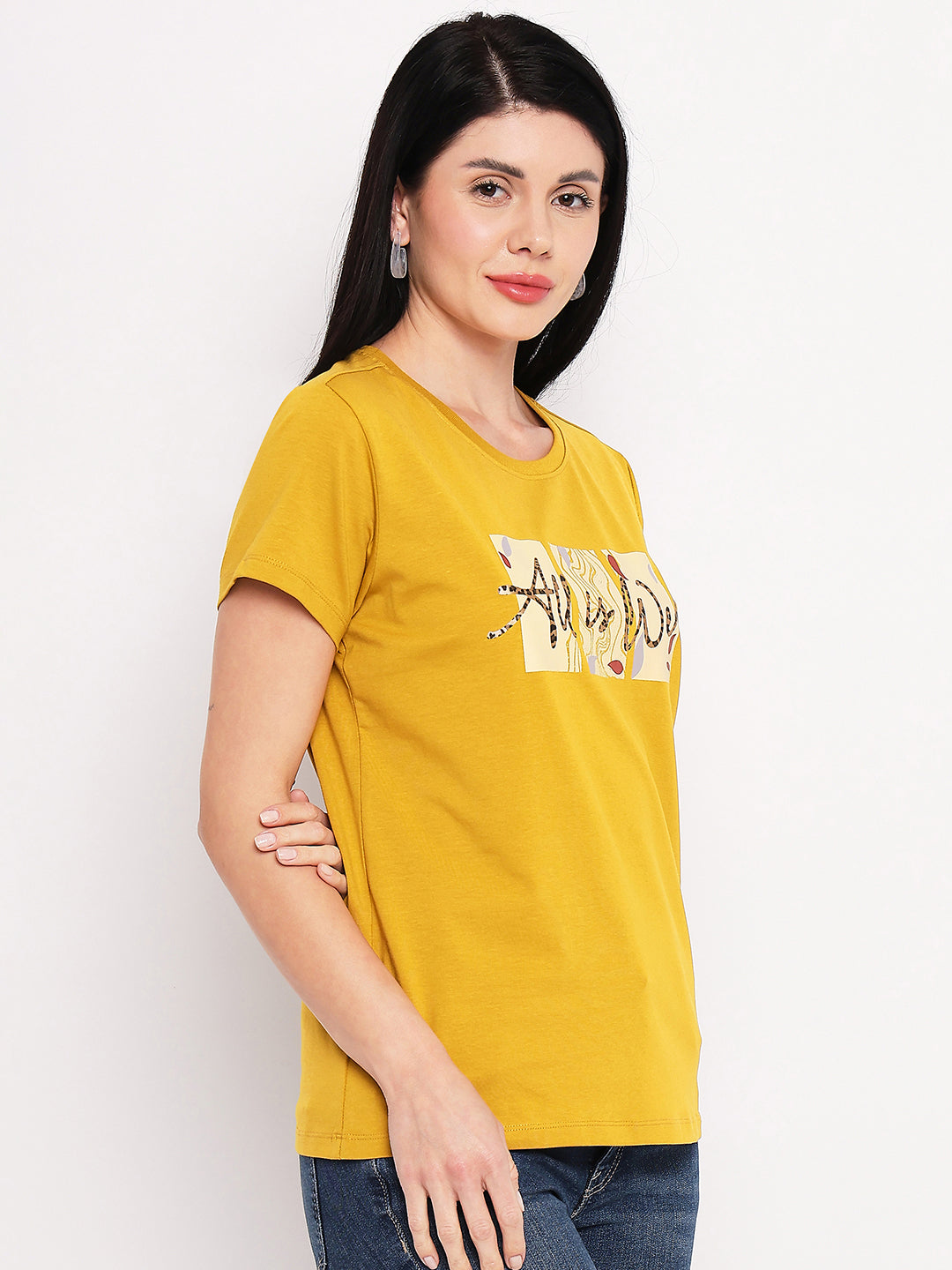 Neva Women T-shirt Half sleeves Round Neck Typography pattern Regular Fit