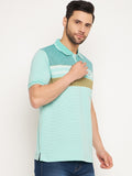Neva Men Polo Neck Half Sleeves T-shirt Color Block pattern