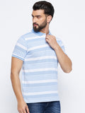 Neva Men Polo Neck Half Sleeves T-shirt Striped colorblock Pattern Chest Pocket