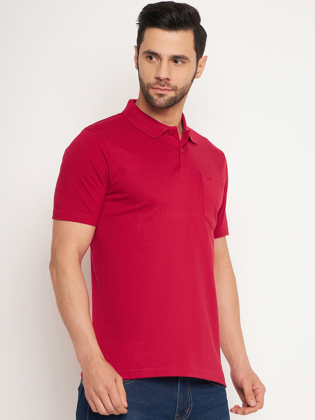 Neva Men Polo Neck Half Sleeves T-shirt Solid pattern Chest Pocket
