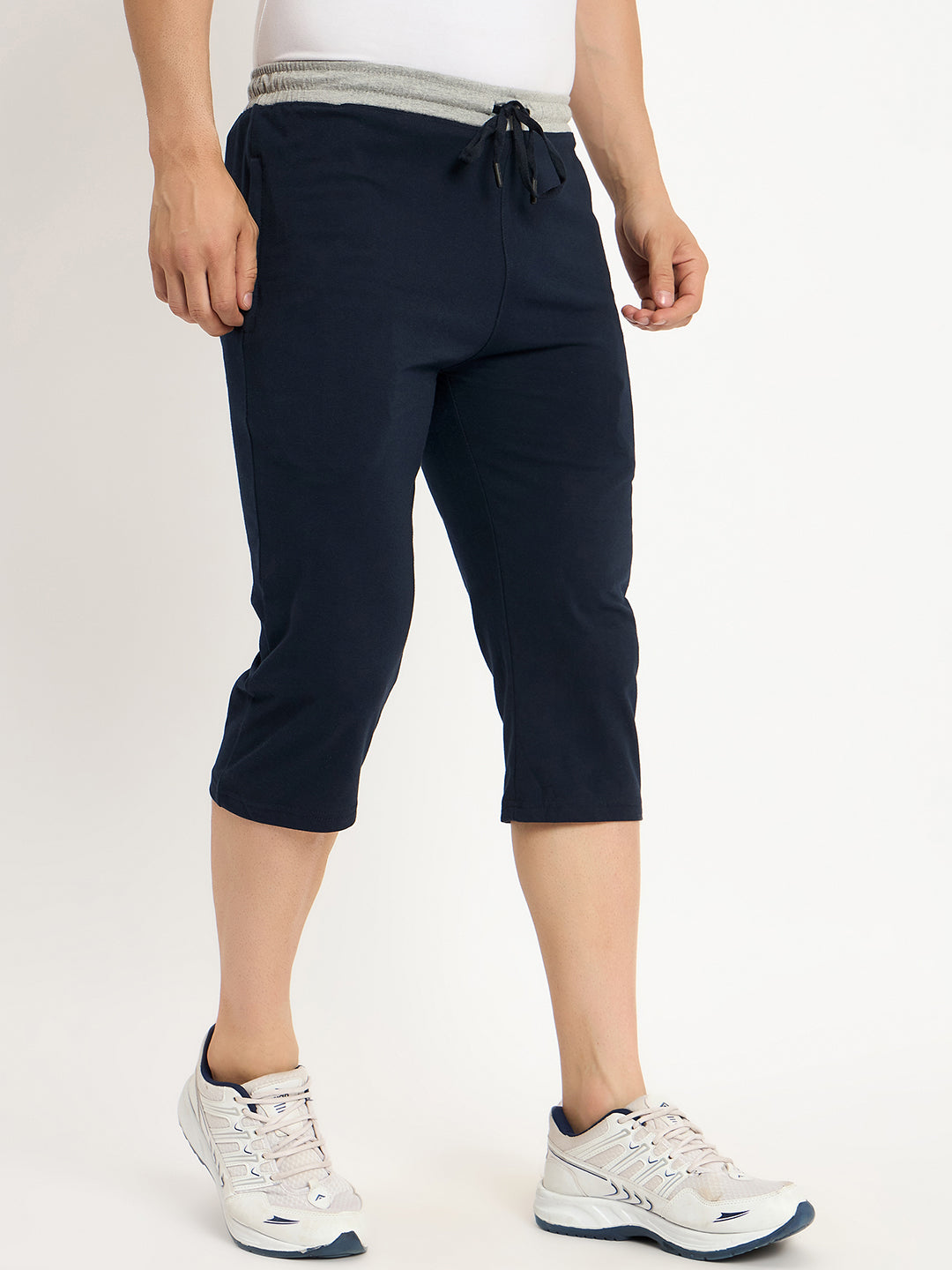 Neva Men Capri Elasticated drawstring waistband side pockets solid pattern