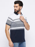 Neva Men Polo Neck Half Sleeves T-shirt Color Block Pattern Chest Pocket