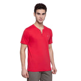 Henley Neck T-Shirt For Men- Bubble Gum