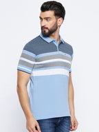 Neva Men Polo Neck Half Sleeves T-shirt Color Block Pattern Chest Pocket