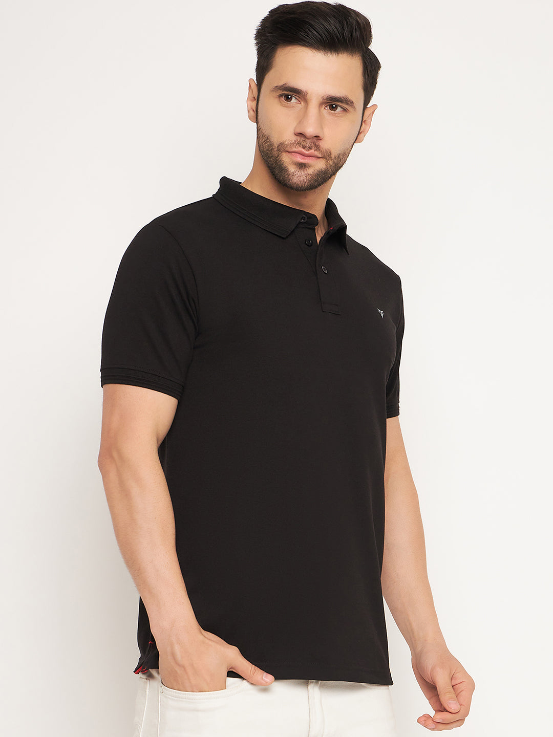 Neva Men Polo Neck Half Sleeves T-shirt Solid Pattern