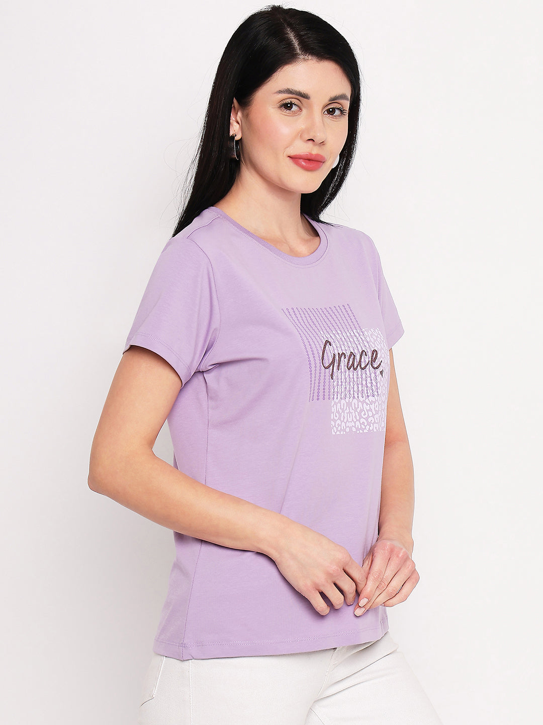 Neva Women T-shirt Half sleeves Round Neck Typography pattern Regular Fit