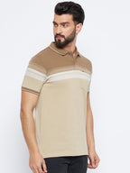 Neva Men Polo Neck Half Sleeves T-shirt colorblock Pattern Chest Pocket