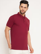 Neva Men Polo Neck Half Sleeves T-shirt Solid Pattern