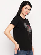Neva Women T-shirt Half sleeves Round Neck Typography pattern Regular Fit