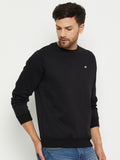 LIVFREE MEN'S SOLID ROUND NECK  SWEATSHIRT WITH LOGO