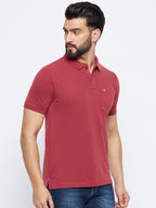 Neva Men Polo Neck Half Sleeves T-shirt Solid Pattern Chest Pocket