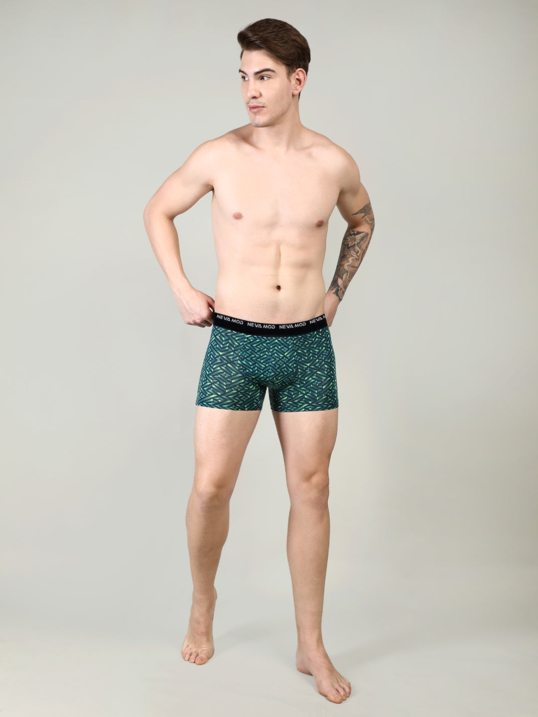 Neva Modal Printed Short Trunk for Men -Bottle Green, Blue, Grey Collection (Pack of 3)