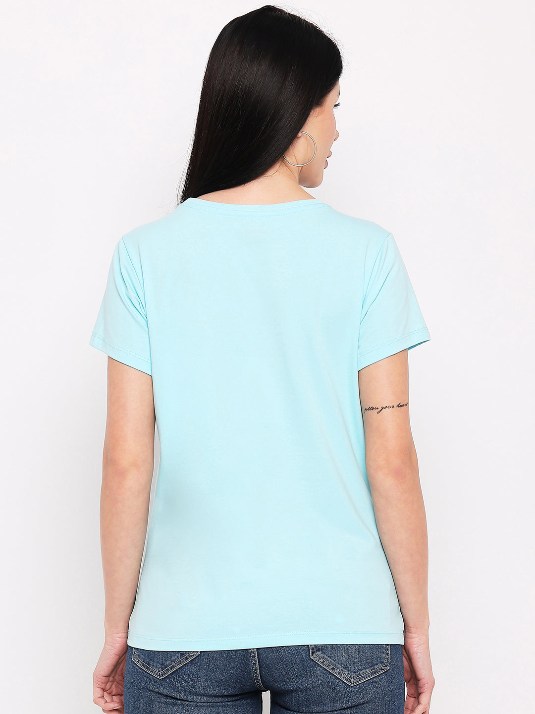 Neva Women T-shirt Half sleeves Round Neck Solid pattern Regular Fit